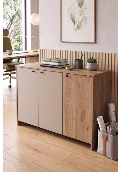 Robin Home Opus 120x40 Cm Ofis Dolabı Klasör Dolabı Konsol Çok Amaçlı Dolap Sepet-kumsal Kahverengi
