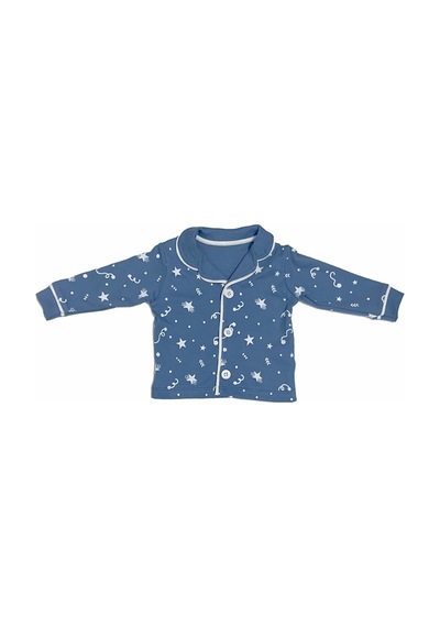 Babysena Yıldız Desenli Erkek Bebek Pijama Takımı İndigo
