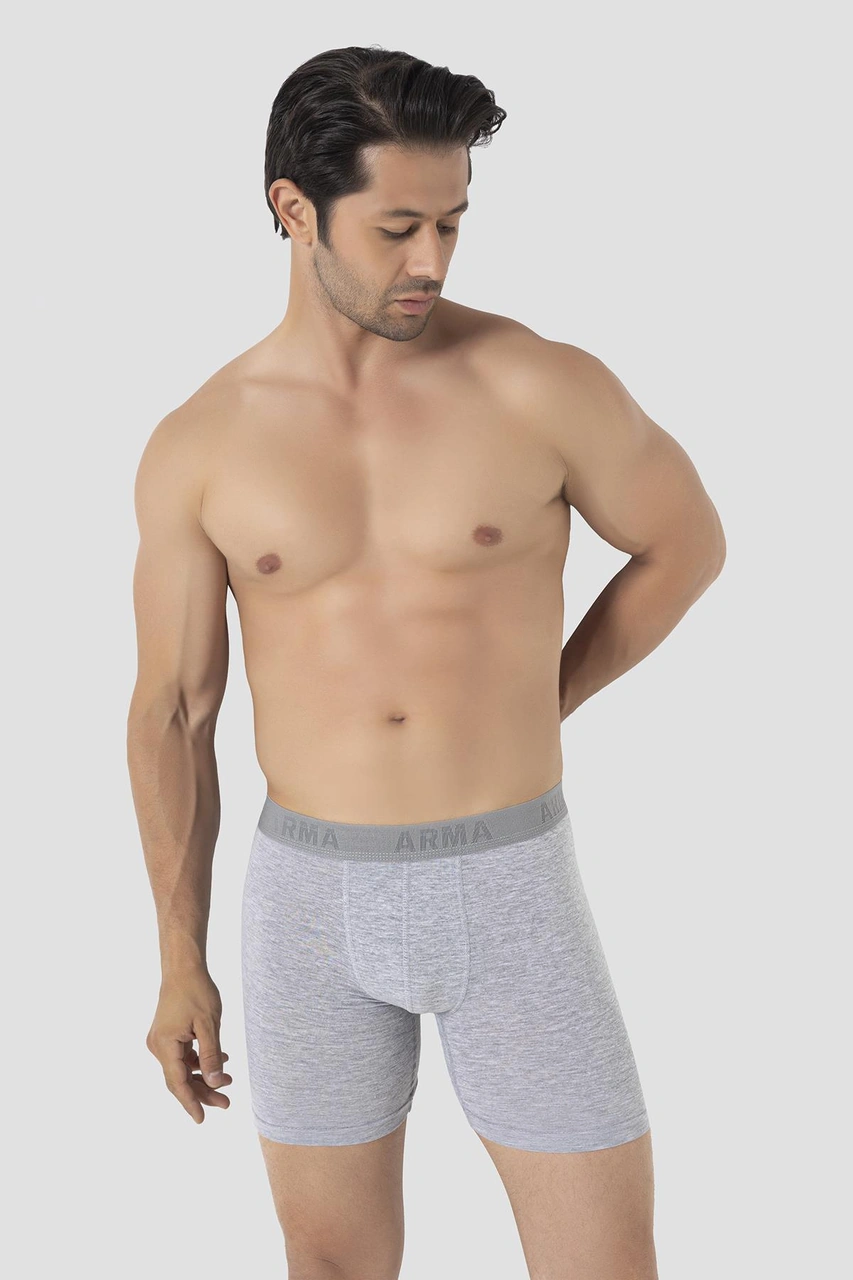 Arma Yıldız Erkek Gri Büyük Beden Boxer Pamuklu Likralı 10'lu Paket Gri