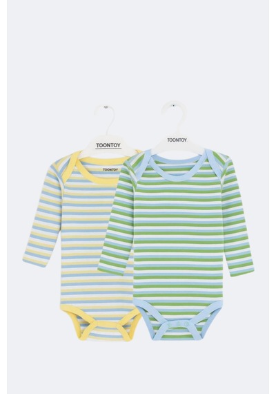 Toontoy Kids Toontoy Unisex Çizgili 2 Li Zıbın Ekru