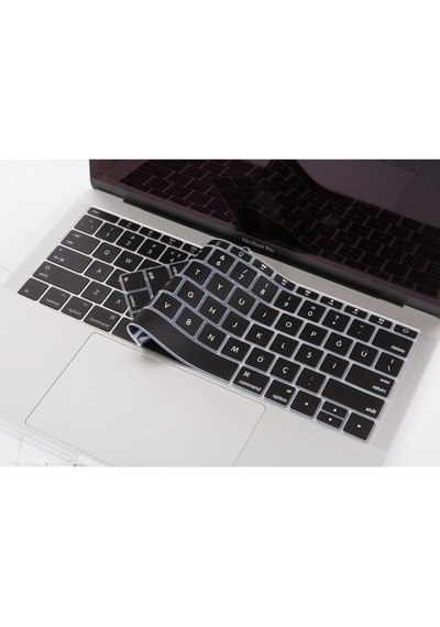 Apple Uyumlu MacBook Pro Klavye Koruyucu 12-13Inc A1708 A1534 İngilizce Türkçe Siyah