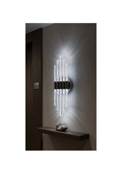 Bhbackhome Aura Medium 39 Cm Modern Tasarım Led Aplik - Duvar Lambası - Gümüş - Beyaz Led Gümüş Beyaz Led