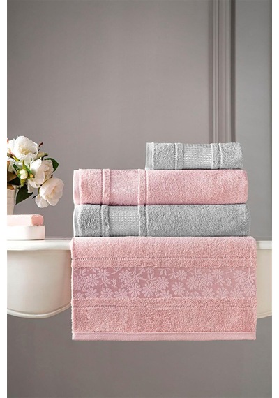 Özdilek Blossom Best Set Hamam Takımı Pembe-gri Çok Renkli