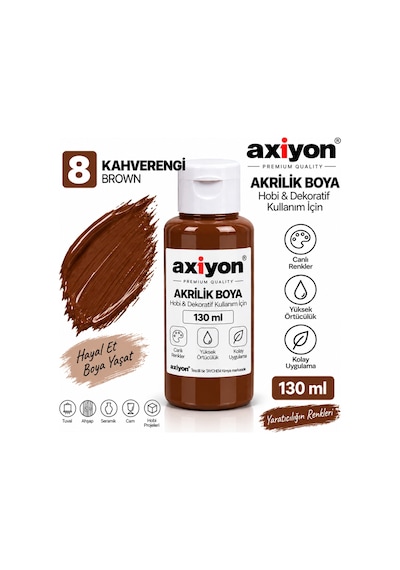 Axiyon Art Akrilik Boya 130 Ml Kahverengi 2'li Paket Su Bazlı Hobi Ve Dekoratif Boya
