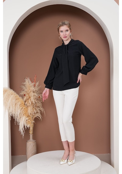 Rima Elegance Bağlamalı Bluz Siyah