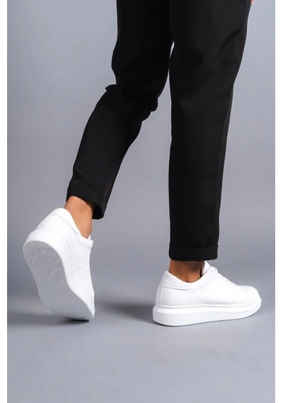 Slw151 Boost Bağcıklı Cilt Erkek Günlük Sneaker Ayakkabı Bt Beyaz Beyaz
