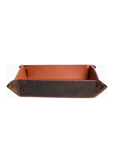 Ryoko Helsinki Valet Tray Oil Pull-up Deri Masa Düzenleyici Dekoratif Tabak & Kaseler Kahverengi