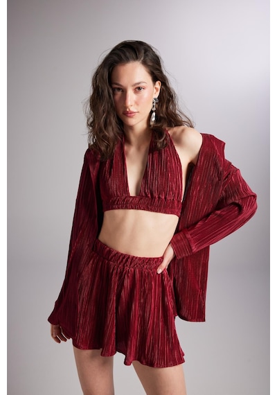 Holly Lolly Düğme Kapamalı Comfy Oversize Gömlek Bordo