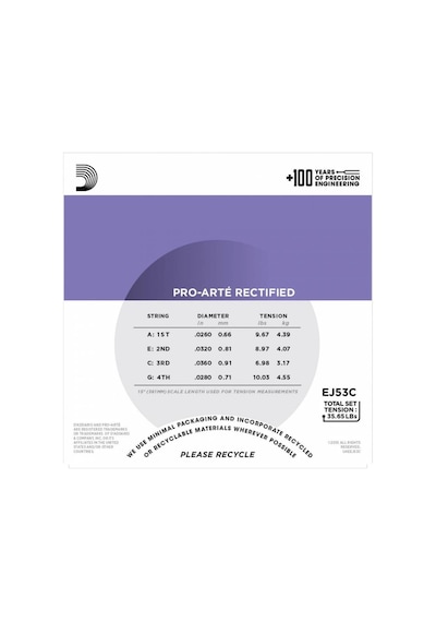 D'addario Ej53C Pro-Arte Concert Ukulele Teli