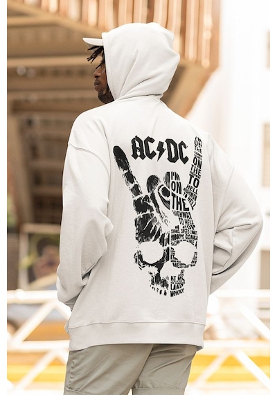 Sevbano Rock Metal Müzik Grubu Baskılı Unisex Oversize Ac Dc Hoodie Beyaz