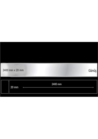 Dekoratif Aynalı Pleksi Şerit Süs Gümüş 20 Mm X 2400 Mm Mobilya