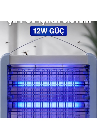 Elektrikli Sinek Ve Sivrisinek Öldürücü 12w Çift Uv Işıklı Böcek Lambası