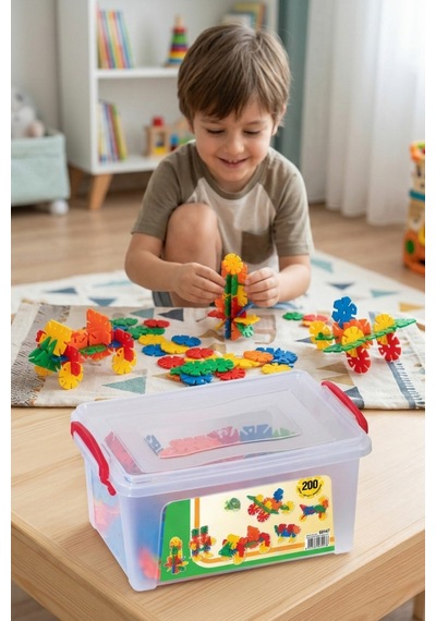 Puzzle 200 Parça Kutulu Eğitici Yapı Blokları Tak Çıkar Zeka Oyuncağı