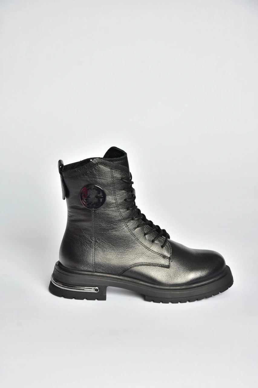 Fox Shoes V555575503 Siyah Hakiki Deri Kadın Postal Bot Siyah-hakiki Deri