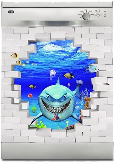 Bulaşık Makinesi Sticker Kaplama Beyaz Eşya Kaplama Köpek Balığı
