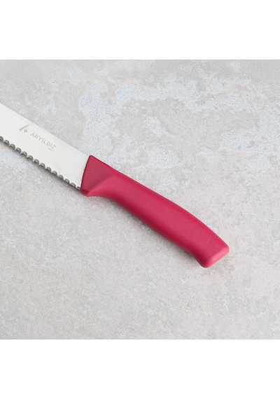 Aryıldız Rexa Tırtıklı Ekmek Bıçak Kırmızı 19 Cm Renkli