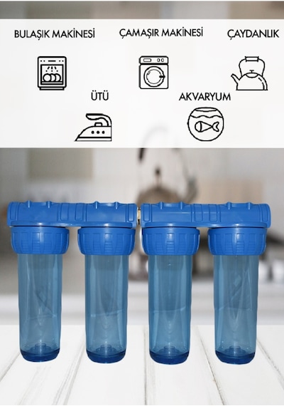 Sumarkt Atlantis Daire Bina Girişi 10 İnch 4 Aşama Su Arıtma Yumuşatma Cihazı Içi Boş