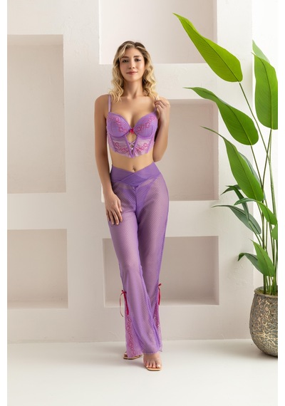 Sepya Bralet, Pantolon, String Takım Lila 32106 LILA