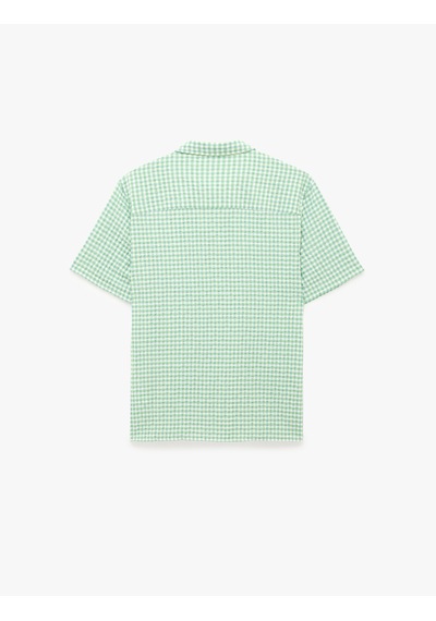 Koton Regular Fit Kısa Kollu Klasik Yaka Pötikareli Gömlek Mavi Ekose 6sam60096nw