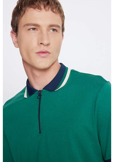 Erkek Yesıl Lacı Regular Fit Geniş Kesim Polo Yaka %100 Pamuk Tişört Çok Renkli