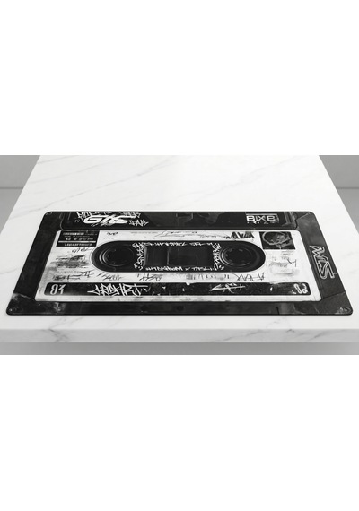 Oryn Cassette / Edition 90x40cm Gaming Mousepad - 3mm Kalınlık Beyaz & Siyah