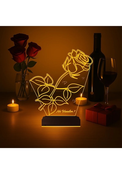 Luvivia Sevgiliye Hediye Gül Kişiye Özel 3d Lamba - Masa Gece Lambası V1