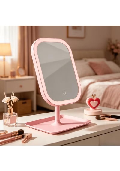 Lexroo Led Işıklı Makyaj Aynası, 3 Farklı Işık Modu, 360 Derece Döndürülebilir, Dokunmatik Tuşlu Çok Renkli