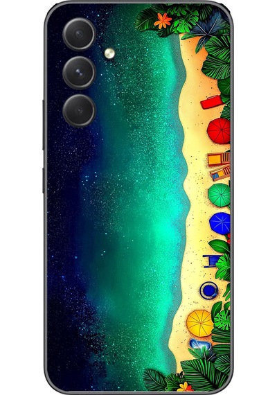 Samsung Galaxy A54 Uyumlu Tatil Kumsal Gecesi Baskılı Silikon Kılıf Renkli