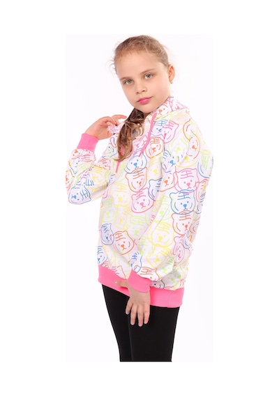 Toontoy Kız Çocuk Komple Baskılı Sweatshirt Beyaz