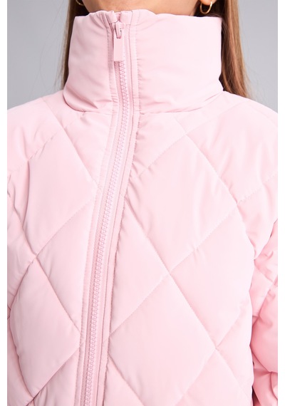 Defacto Su İtici Kapitone Baklava Desenli Yarım Balıkçı Yaka Mont Kız Çocuk H8019a826aupn440 Pembe-pn440