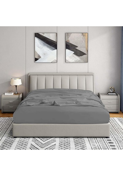 Jersey %100 Pamuk Çift Kişilik 140 X 200 Lastikli Çarşaf Gri Genel