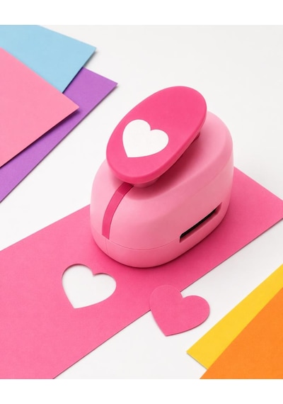 Ofisinn Şekilli Mega Boy Delgeç/şekilgeç 5 Cm Kalp Pembe