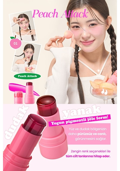 Elensilia Plush Jelly Yanak Ve Dudak Renklendirici Jel Tint Elensilia Plush Blush And Lip 01 Peach Attack