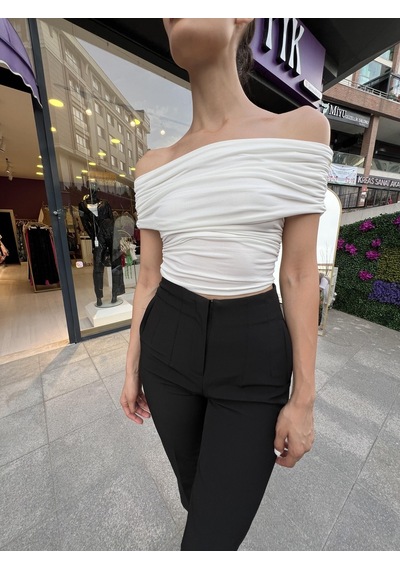 Modanne Yaka Streplez Bustiyer - Beyaz-178