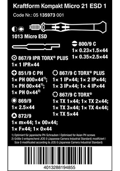 Kompakt Mikro Esd 1 21 Parça Uç Seti Uç Tornavidası Epa 05135973001