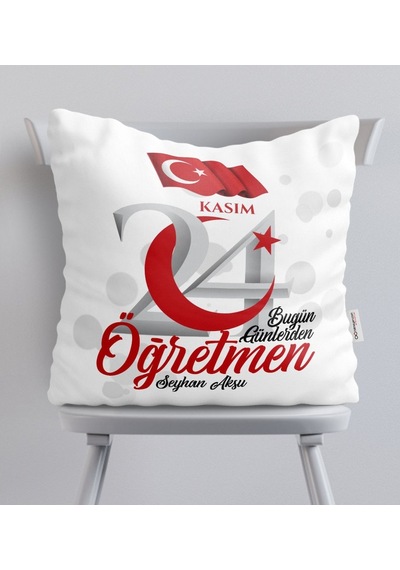 Kişiye Özel Bugün Günlerden Öğretmen Saten Yastık - 2