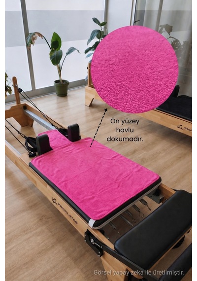 Kaymaz Silikon Tabanlı, Reformer Pilates Havlusu, Ter Emici Bambu Pilates Mat Havlu-fuşya Fusya