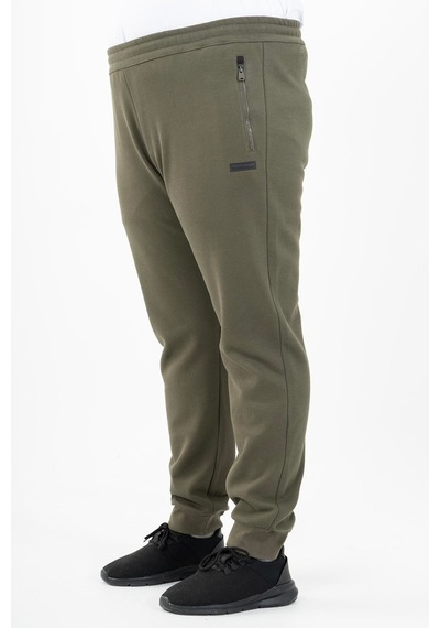 Maraton Sportswear Büyük Beden Erkek Ribana Paça Basic Açık Haki Eşofman Altı 22343-Açık Haki