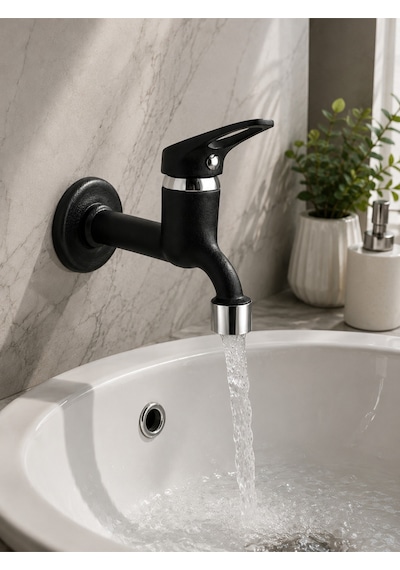 Lüx Siyah Mix Aç-kapa Bahçe Lavabo Musluğu Wc Tuvalet Uyumlu Musluk