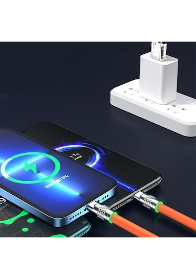 Turuncu 3ın1 6a 120w Usb Tip C Kablo Aydınlatma İçin Usb A'dan Tip-c'ye 8-pin Mikro Usb Kablosu