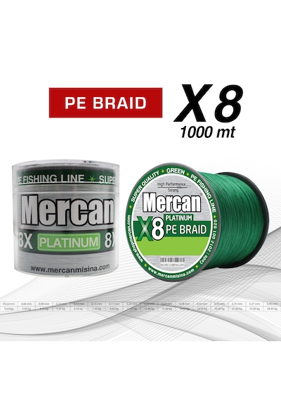 8x 1000 Metre Yeşil Pe Braid İp Misina 0,06 Mm