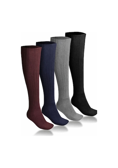 Socks 4 Çift Dizaltı Kışlık Kadın Çizme Bot Yünlü Uyku Çorabı Soft Touch Bordo