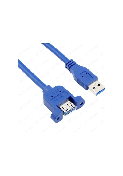 Panel Tipi Vidalı Usb 3.0 Dişi-Erkek Uzatma Kablosu-30Cm