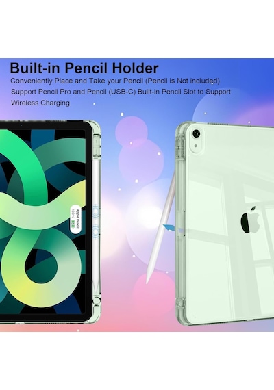 Apple Uyumlu iPad Air 11inç M2/m3 Air 4/5.nesil 10.9 Kılıf Mika Trifolding Şeffaf Kalem Bölmeli Kılıf
