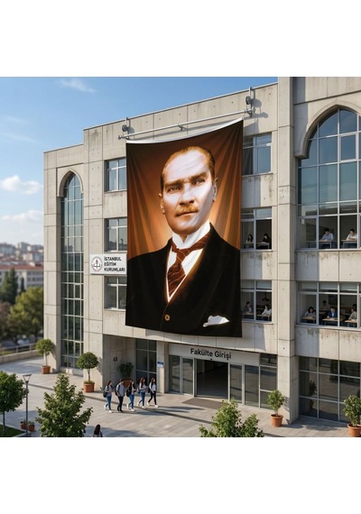 Sivil Takım Elbiseli Mustafa Kemal Atatürk Poster Bayrak Raşel Kumaş 6x9 Metre Ata22 Diğer