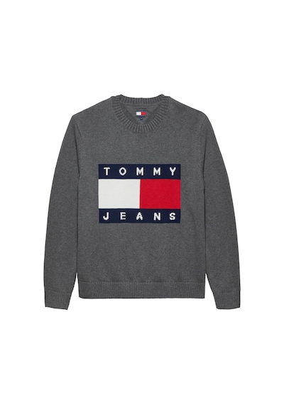 Tommy Hilfiger Tjm Reg Melange Flag Sweater Erkek Gri Kazak - Dm0dm22105 Gri