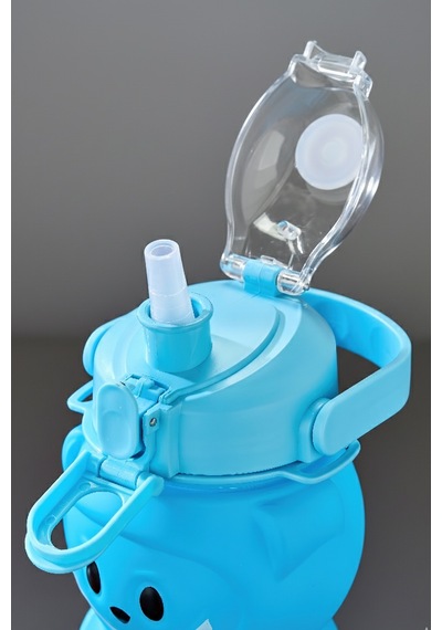 Labubu Suluk - 1000 Ml Taşınabilir Kulplu, Pipetli, Bpa Sız, Kilitli Ve Sızdırmaz Kapak - Mavi MAvi