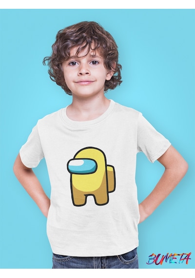Bumeta Mini Imposter Sarı Mürettebat Among Us Çocuk Tişört T-shirt Beyaz