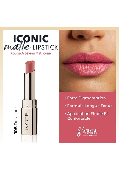 Cosmetics Iconic Matte Lipstick 108 Dreamer Kalıcı Mat Ruj, Pembe Çok Renkli