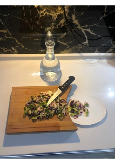 Salata Tahtası, Doğal Kayın Ağacı, Kesme Tahtası, Kanallı 34cm 22cm 3cm Ahşap